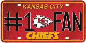 Kansas City Chiefs #1 Fan NFL Embossed Metal Plate