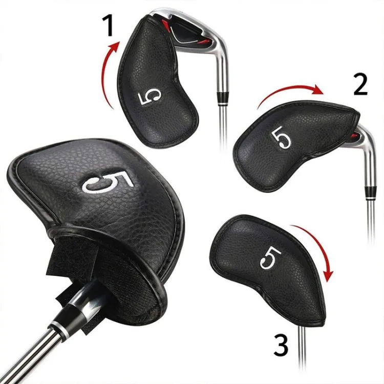 12 in 1 PU Leather Golf Club Cap Set(Black Litchi Texture)