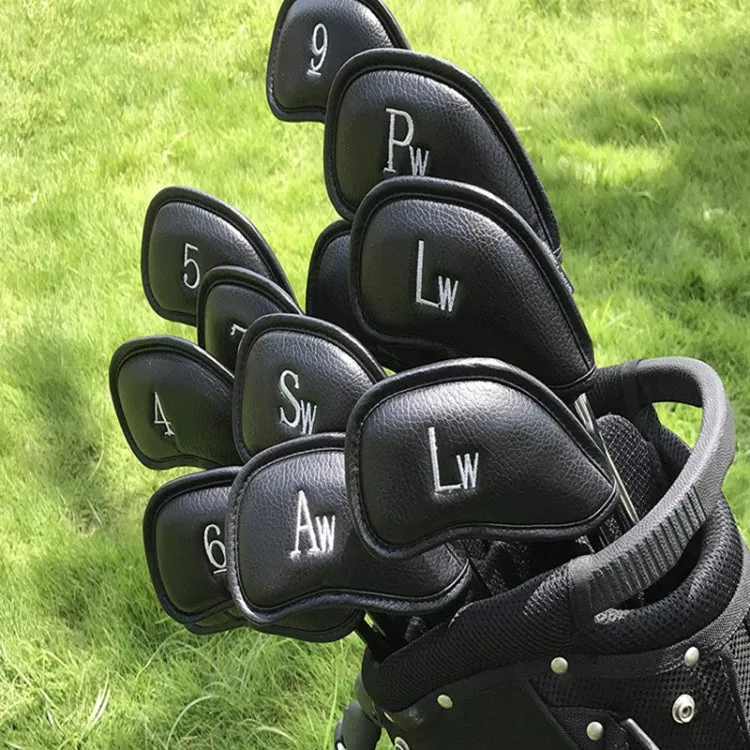 12 in 1 PU Leather Golf Club Cap Set(Black Litchi Texture)