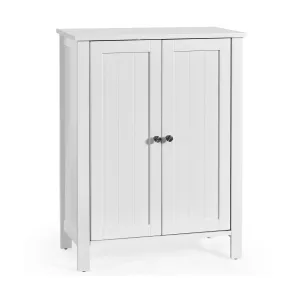 2-Door Freestanding Bathroom Floor Cabinet with Adjustable Shelves-White