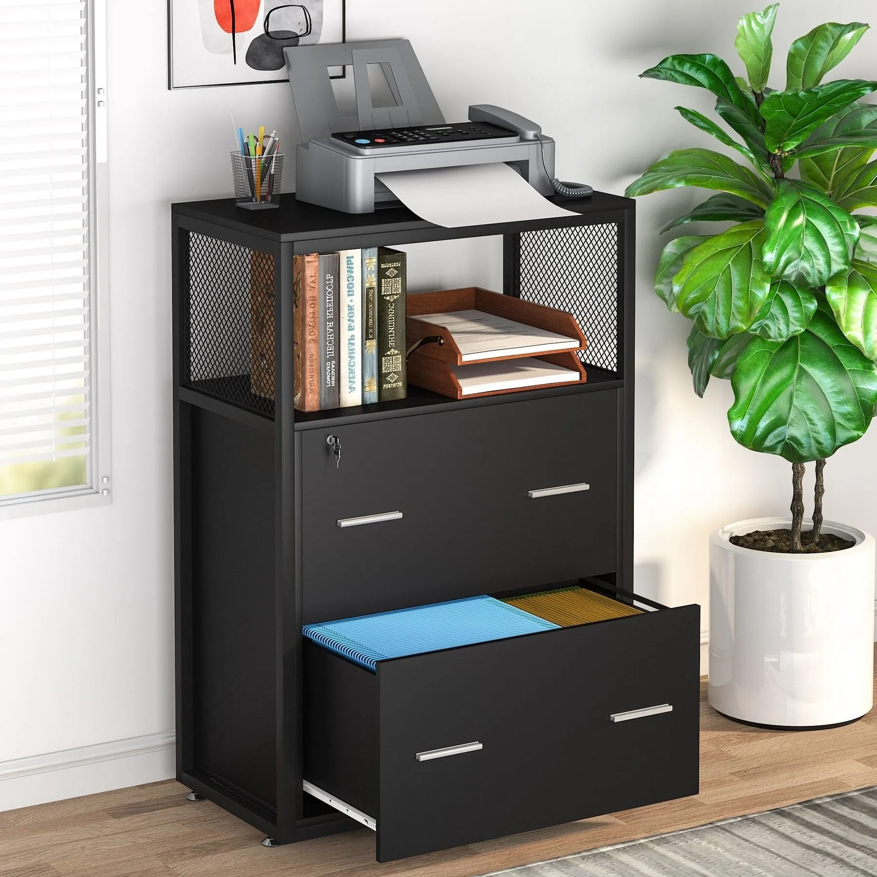 2-Drawer File Cabinet, Letter/Legal / A4 Size Filing Cabinet with  Lock