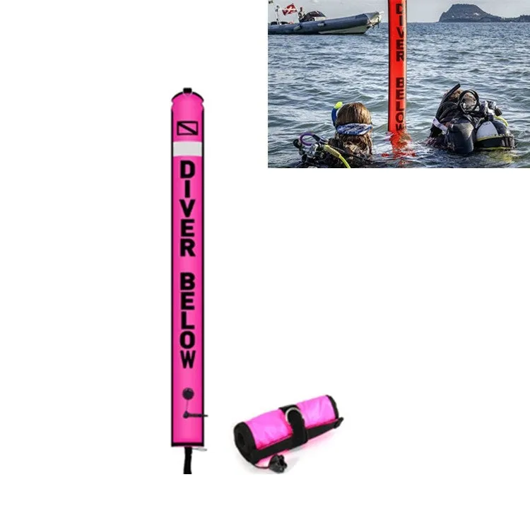 210D Nylon Automatic Seal Safety Signal Diving Mark Diving Buoy, Size:120 x 18cm(Fluorescent Pink)