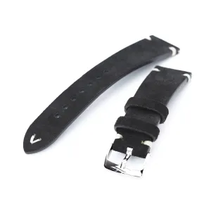 22mm Black Quick Release Italian Suede Leather Watch Strap, Beige St.