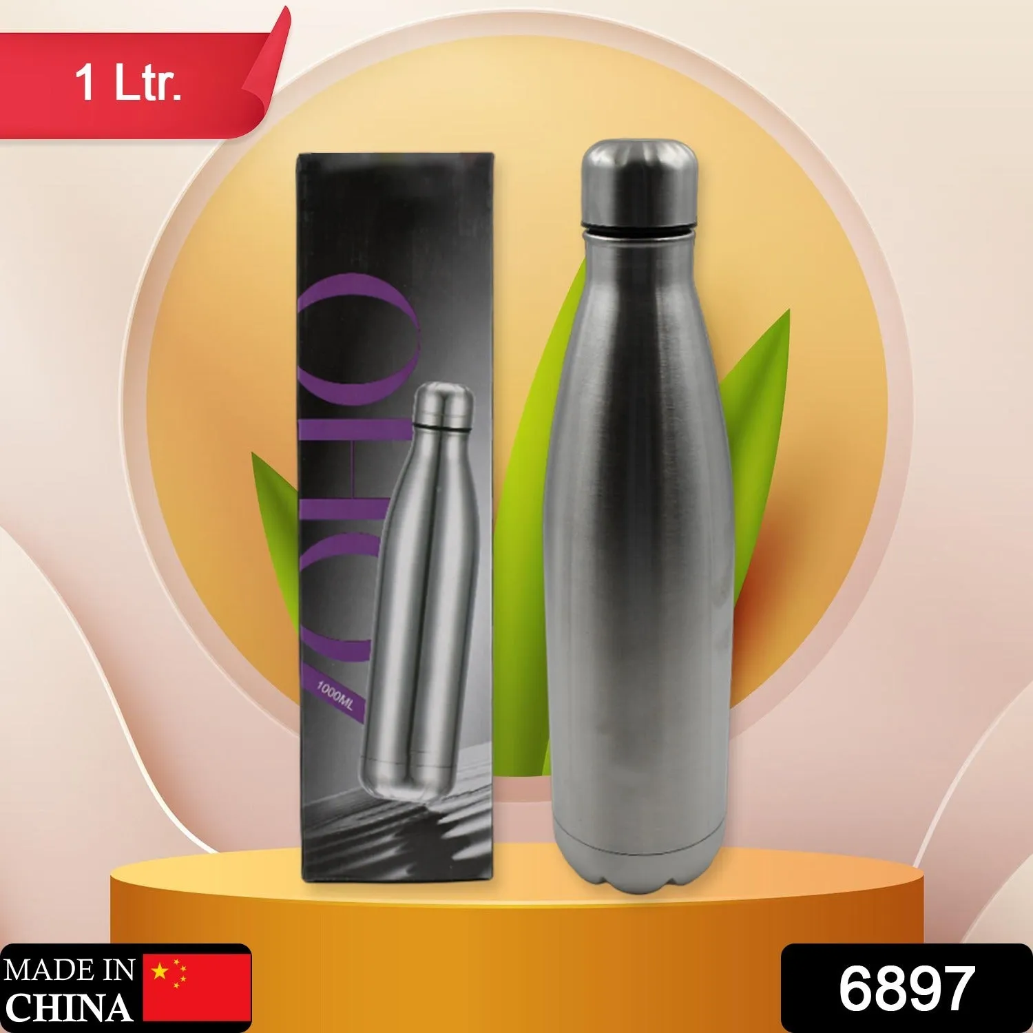 6897 Stainless Steel Water Bottle, Fridge Water Bottle, Stainless Steel Water Bottle Leak Proof, Rust Proof, Cold & Hot Thermos steel Bottle| Leak Proof | Office Bottle | Gym | Home | Kitchen | Hiking | Trekking | Travel Bottle (1000 ml