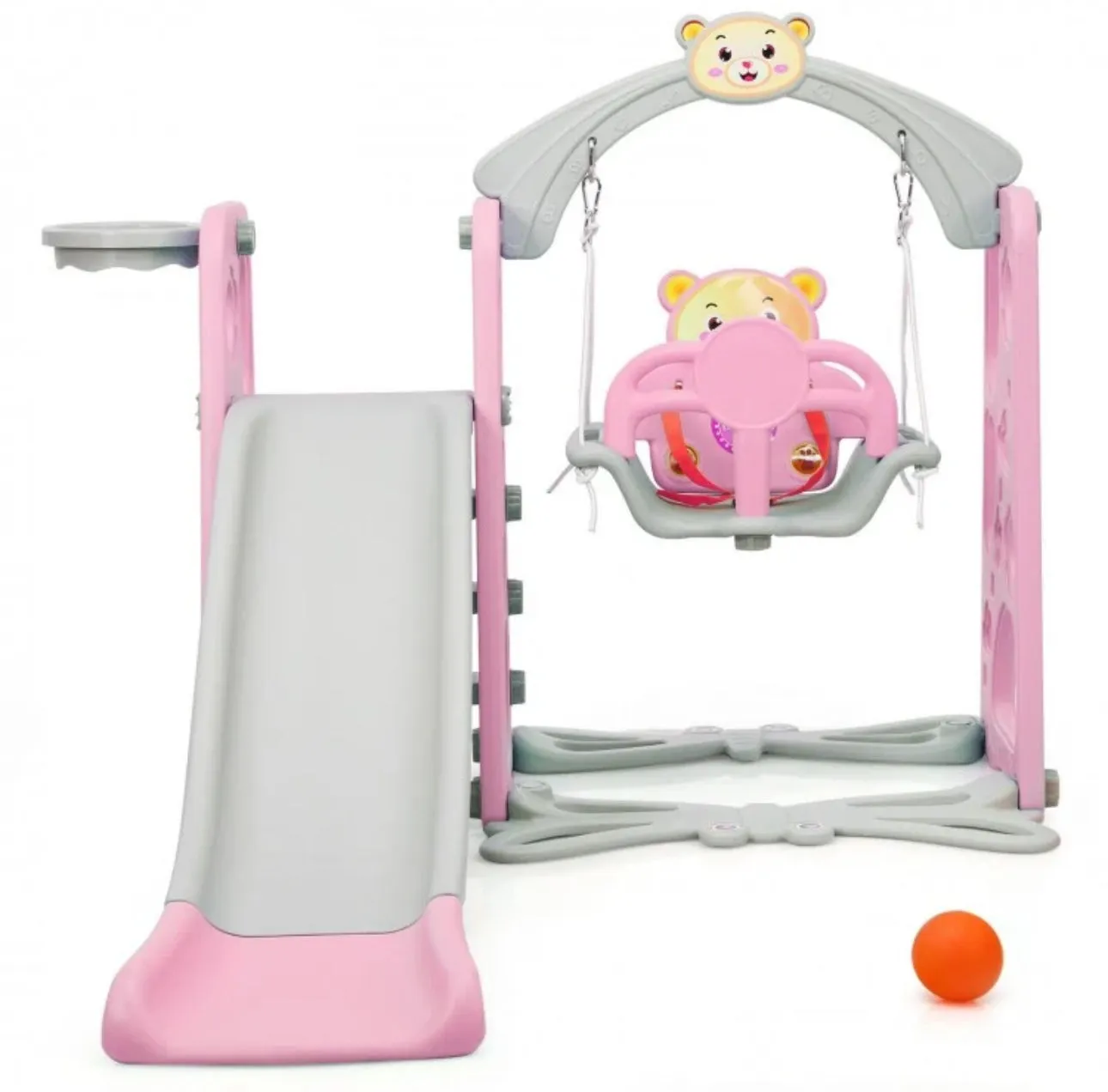 Adorable Cute Toddler Teddy Bear Playground Set With Slide | Swing | Wall Climbing | Ladder | Basketball Net | Indoor | Outdoor