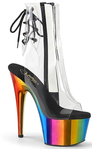 ADORE-1018RC Clear & Rainbow Chrome Ankle Boots