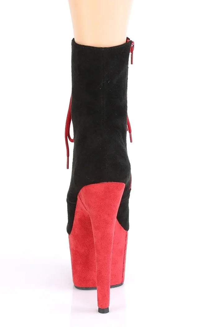 ADORE-1020 Black & Red Suede Boots