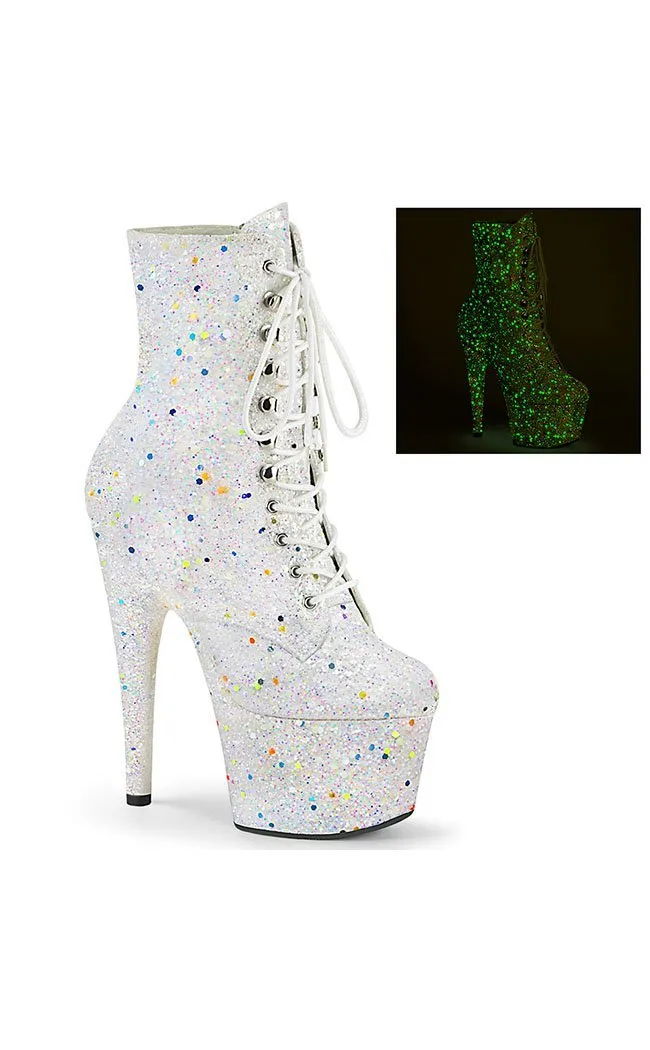 ADORE-1020 White Glitter Boots