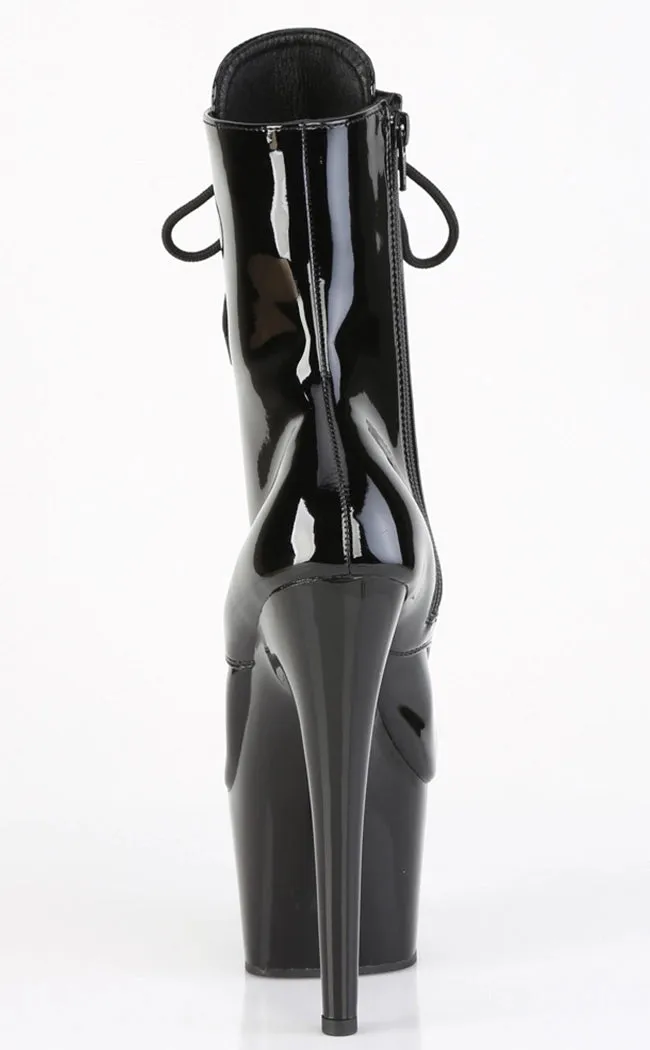 ADORE-1020ESC Black Patent Steel Capped Ankle Boots