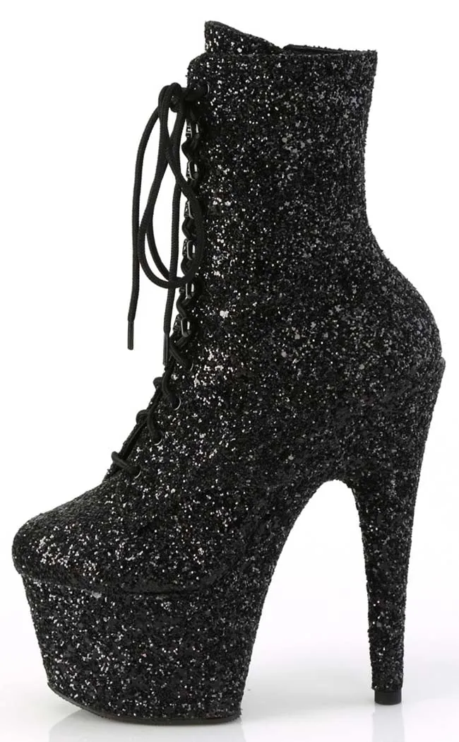 ADORE-1020GWR Black Glitter Ankle Boots