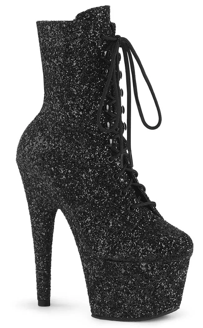 ADORE-1020GWR Black Glitter Ankle Boots