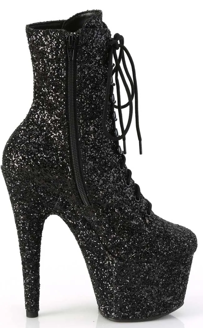 ADORE-1020GWR Black Glitter Ankle Boots