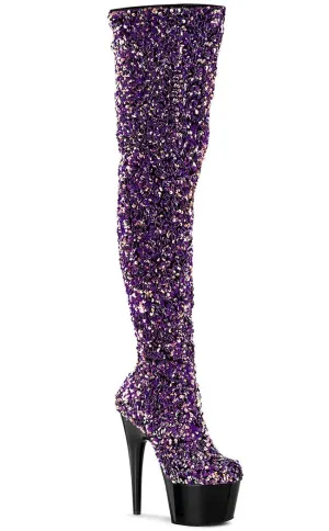 ADORE-3020 Purple Sequin Thigh High Boots