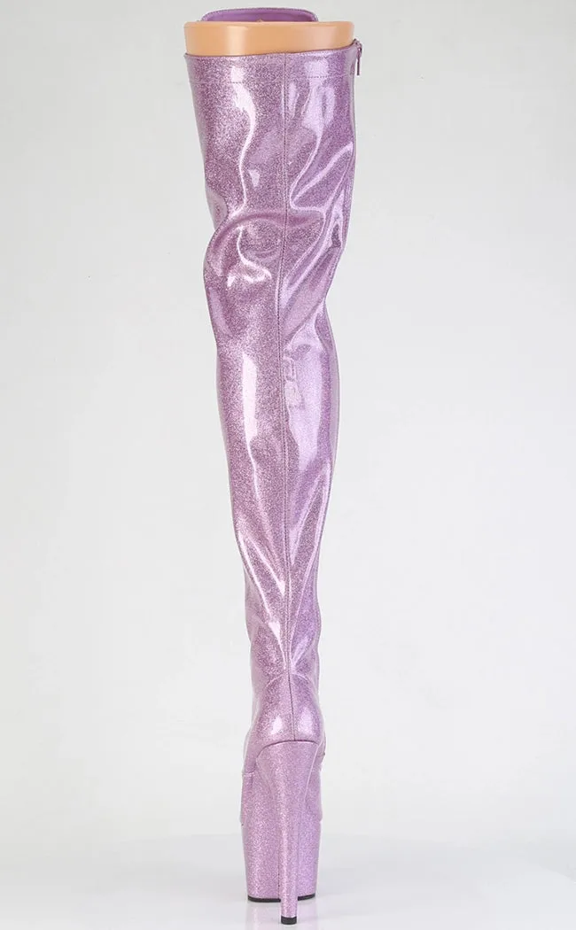 ADORE-3020GP Lilac Pink Glitter Patent Thigh High Boots