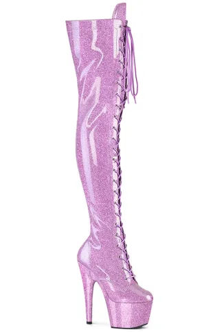 ADORE-3020GP Lilac Pink Glitter Patent Thigh High Boots