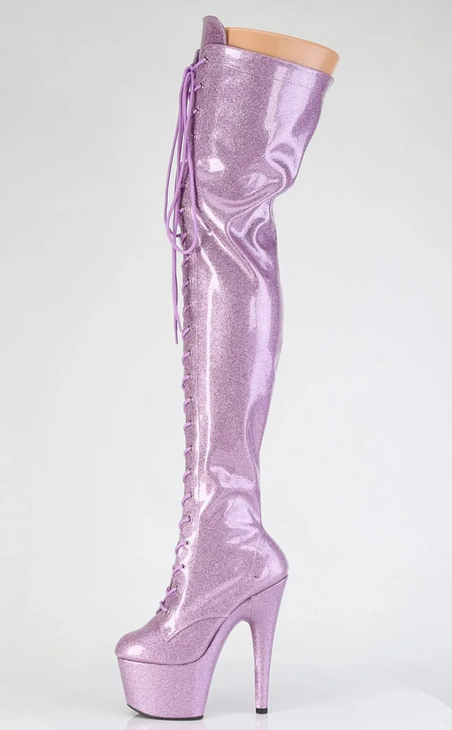 ADORE-3020GP Lilac Pink Glitter Patent Thigh High Boots