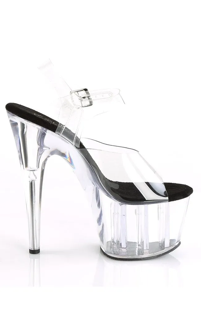 ADORE-708 Clear & Black Platform Heels [In Stock]