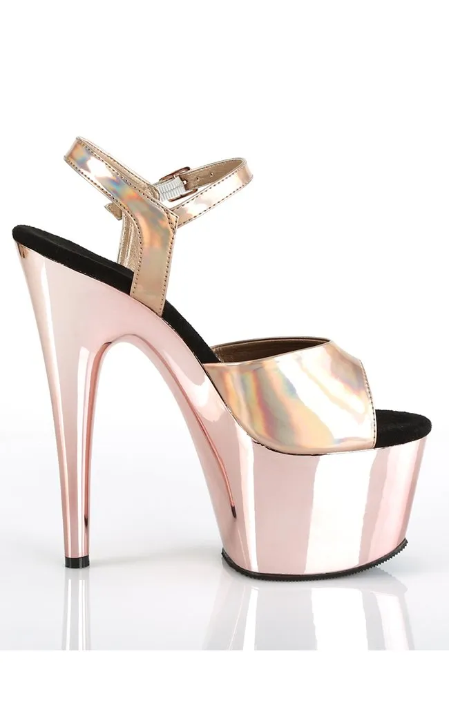 ADORE-709HGCH Rose Gold Hologram & Chrome Heels