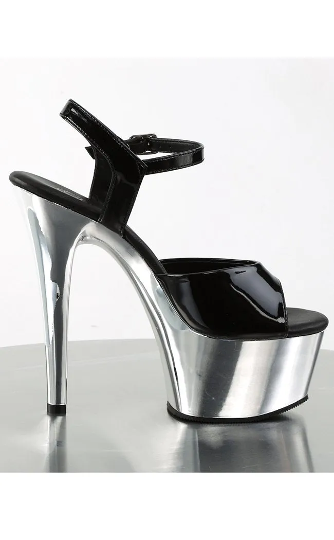 ASPIRE-609 Black Patent & Silver Heels