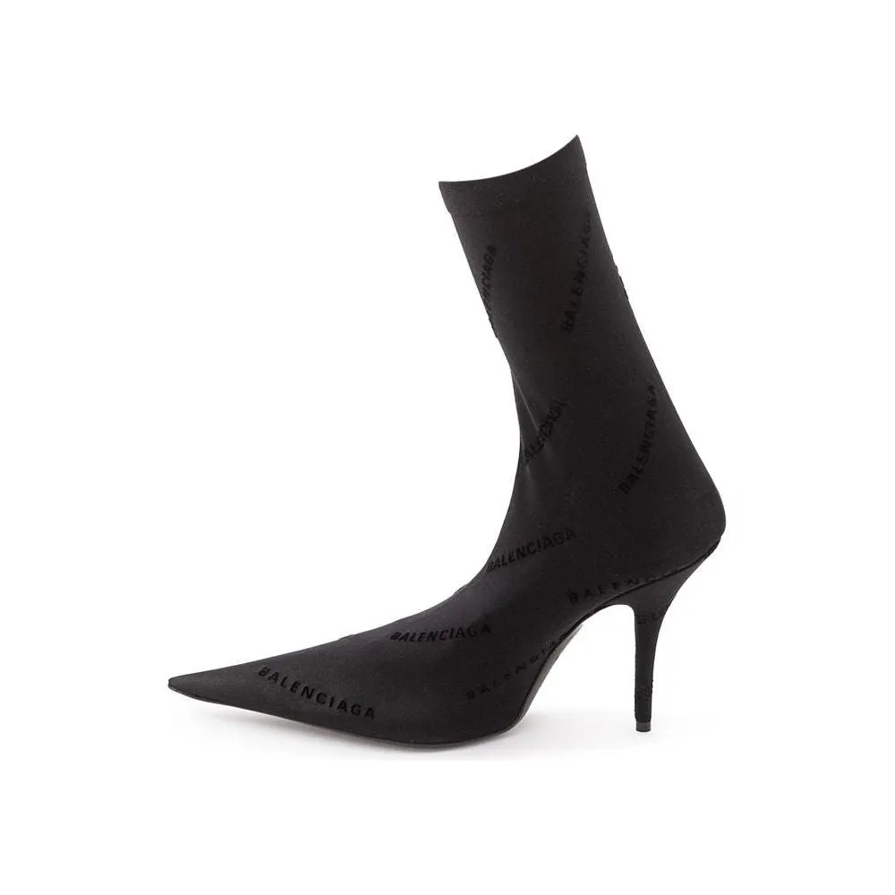 Balenciaga Elegant Black Spandex Statement Boots