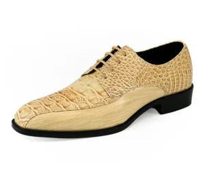 Beige Taupe Men's Harvey Lace Up Dress Shoes Two Tone Fashion Design