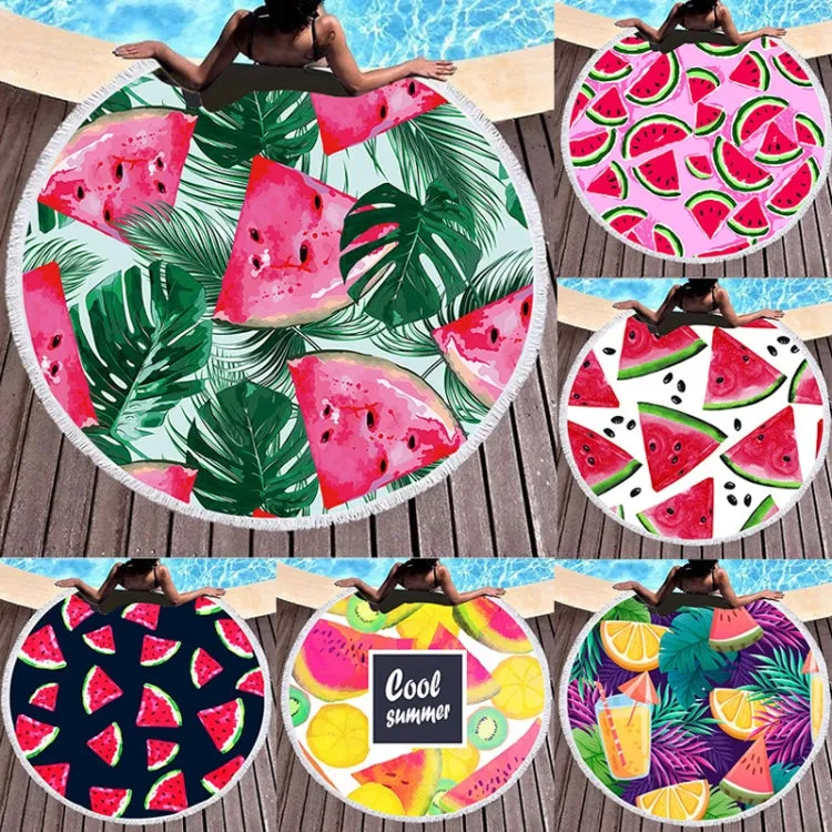 BL005 Microfiber and Fringed Soft Comfortable Circular Print Beach Towel