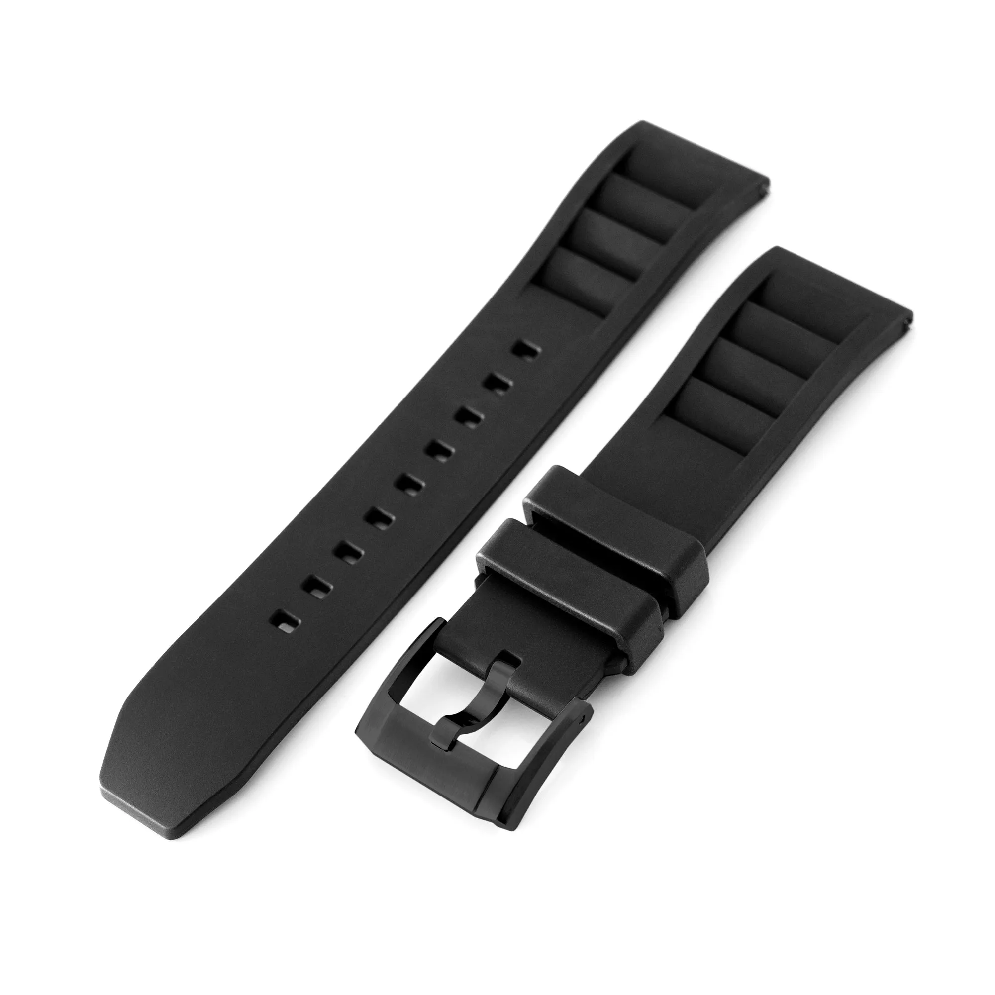 Black RM Vented FKM Quick Release Rubber Watch Strap, Diamond-like Carbon (DLC coating)