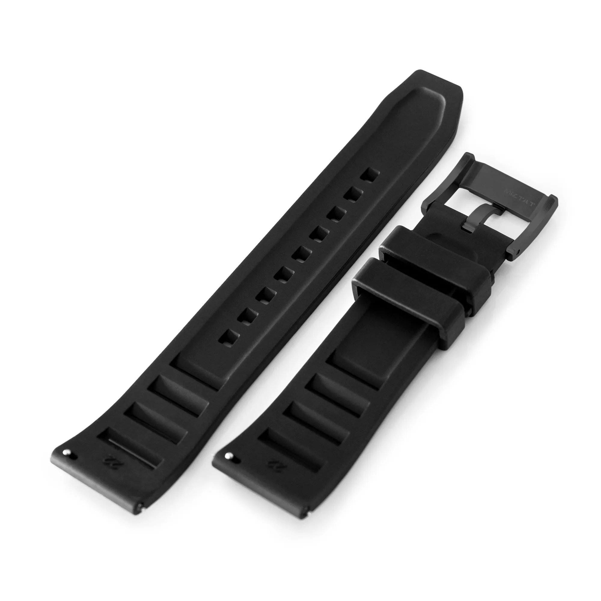 Black RM Vented FKM Quick Release Rubber Watch Strap, Diamond-like Carbon (DLC coating)