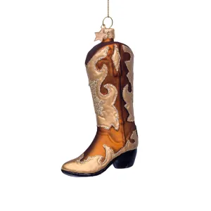 Brown w/ Gold Glitter Cowboy Boot Ornament