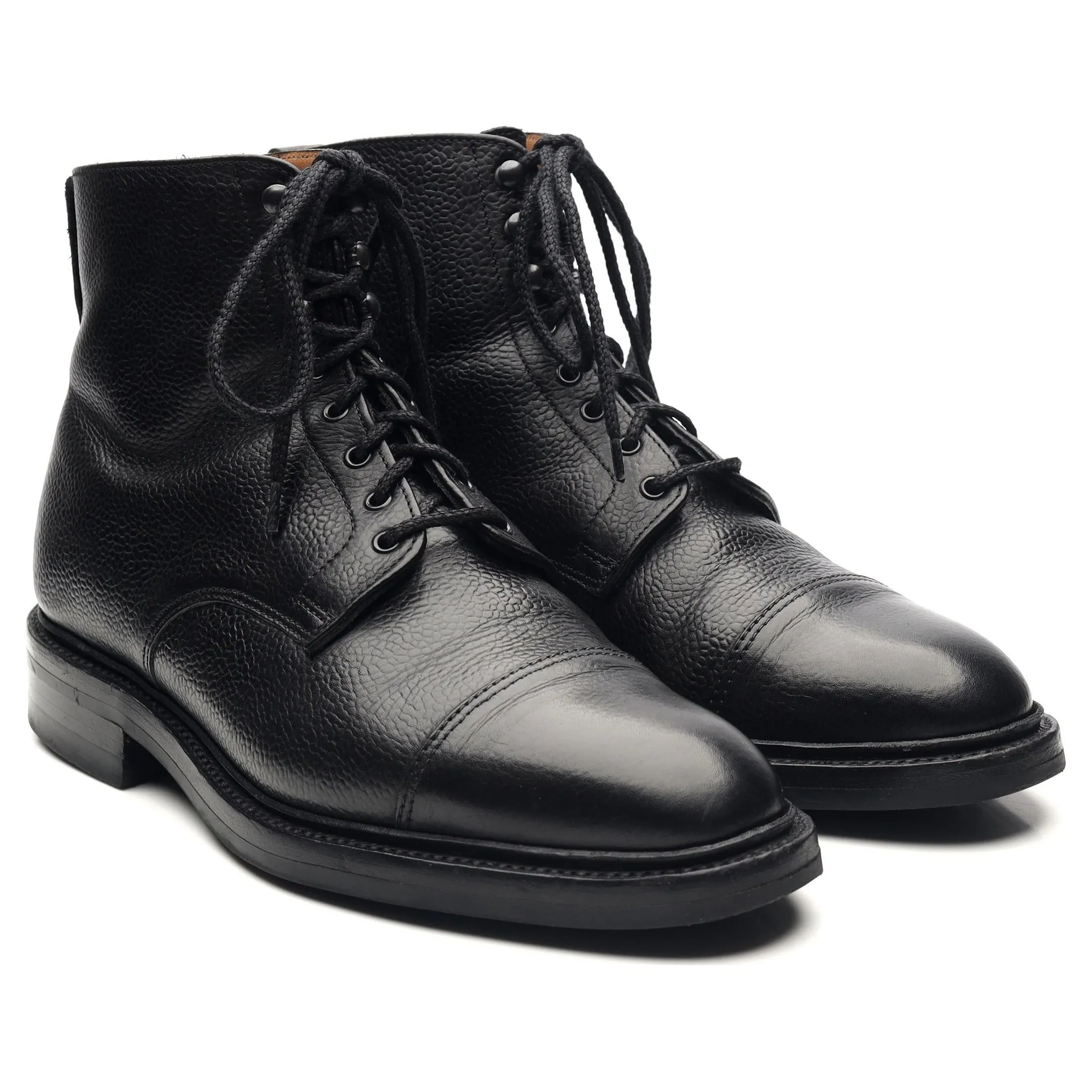 'Cambridge' Black Leather Boots UK 6.5 F