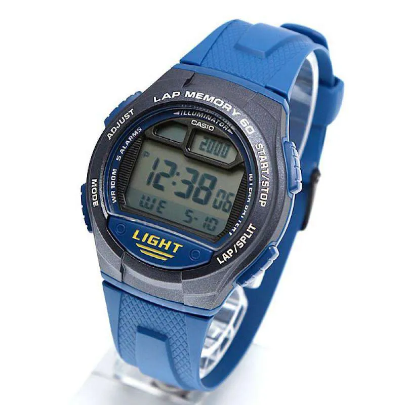 Casio W-734-2AV Blue Rubber Strap Sports Watch for Men