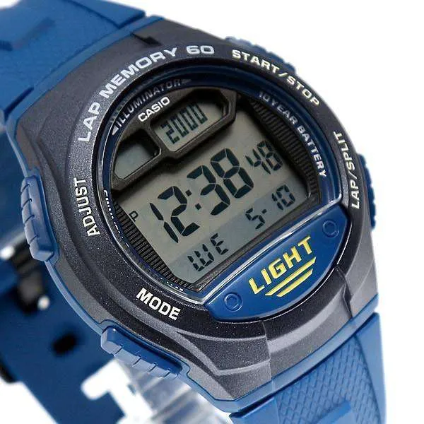 Casio W-734-2AV Blue Rubber Strap Sports Watch for Men