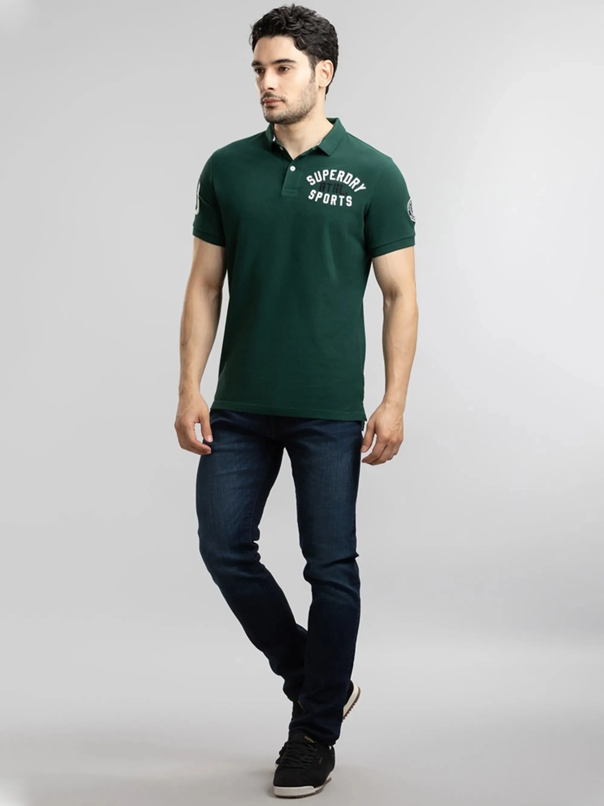 Classic Applique Green Short Sleeve Polo Shirt