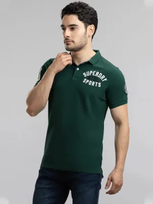 Classic Applique Green Short Sleeve Polo Shirt