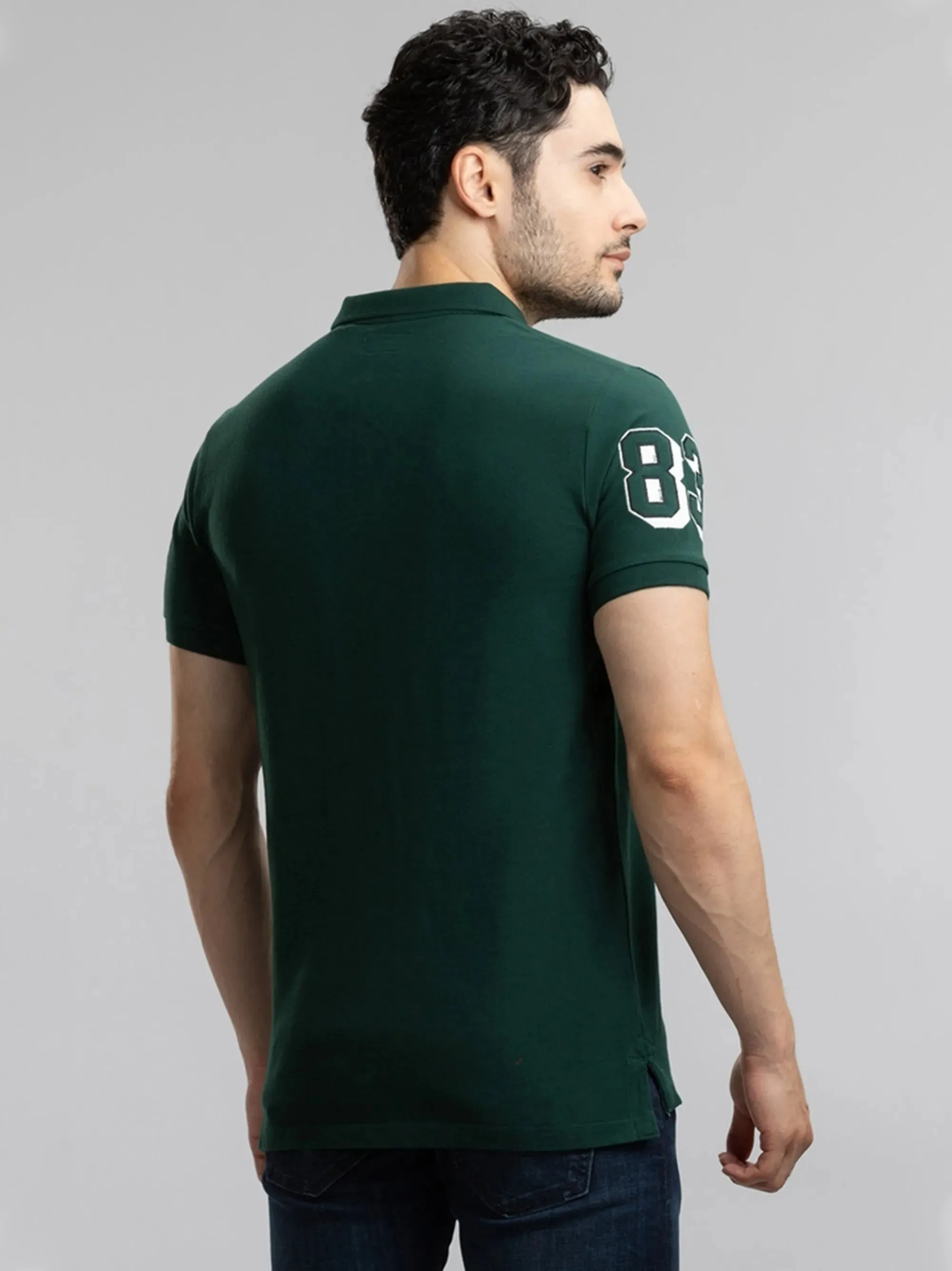 Classic Applique Green Short Sleeve Polo Shirt