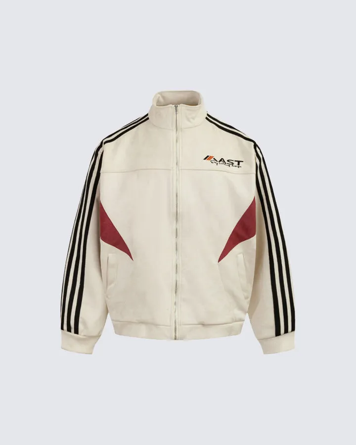 Classic Sports Style Colorblock Zip Jacket