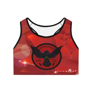 Crowgodshi Designer Red Rose Sports Bra