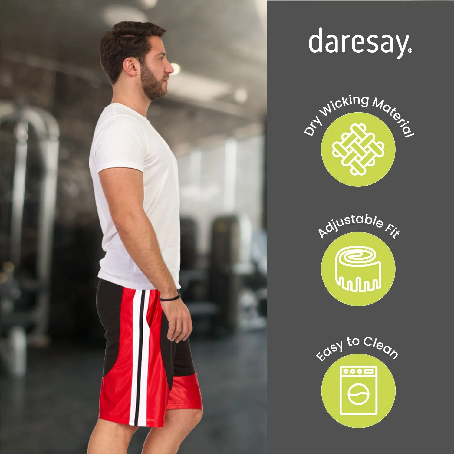 DARESAY Men's Athletic Shorts with Pockets, Workout Shorts, Active Performance Shorts