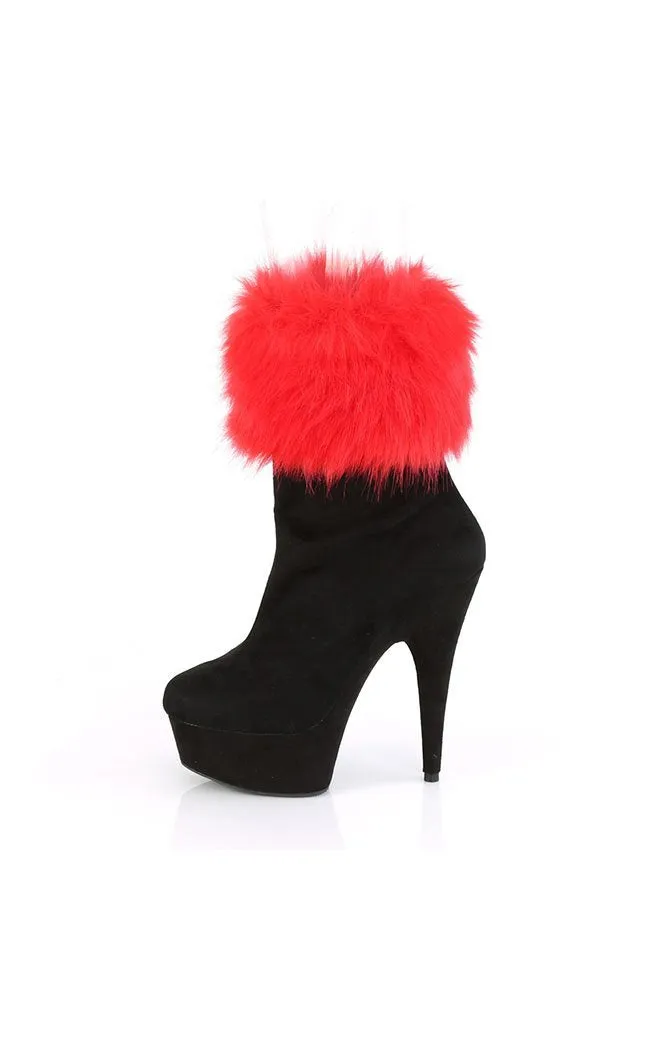 DELIGHT-1000 Fur & Black Suede Ankle Boot