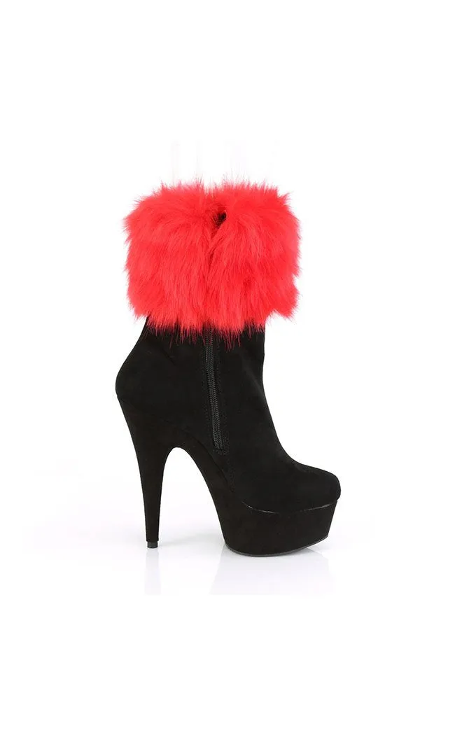 DELIGHT-1000 Fur & Black Suede Ankle Boot