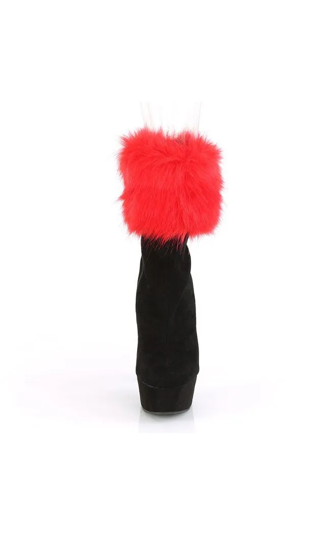 DELIGHT-1000 Fur & Black Suede Ankle Boot