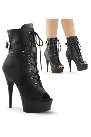 DELIGHT-1033 Black Vegan Leather Ankle Boots [In Stock]