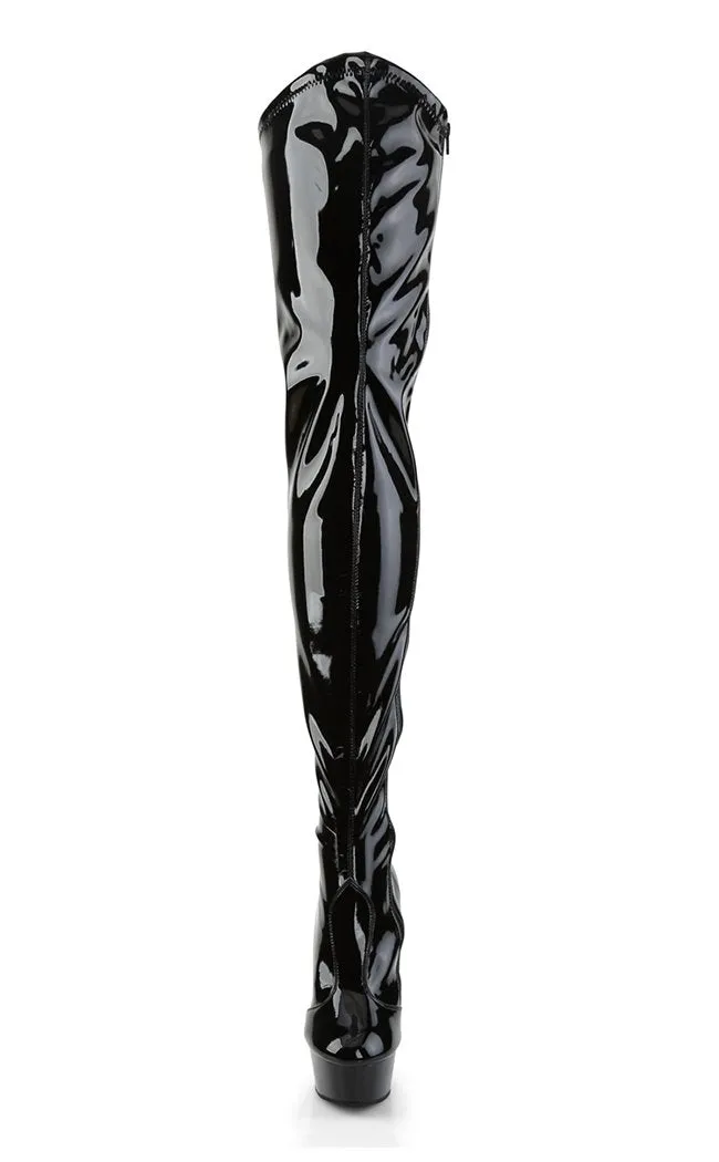 DELIGHT-4000 Black Patent Crotch High Boots