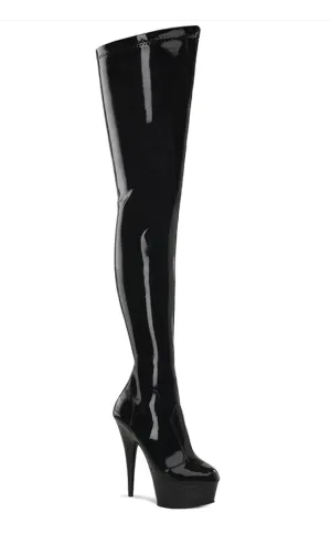 DELIGHT-4000 Black Patent Crotch High Boots