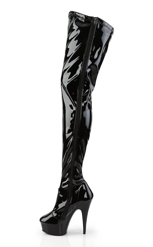 DELIGHT-4000 Black Patent Crotch High Boots