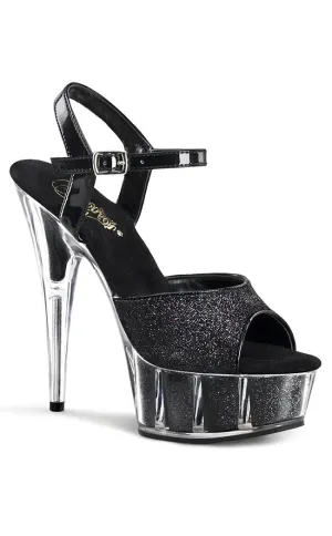 DELIGHT-609-5G Black Glitter Platform Heels