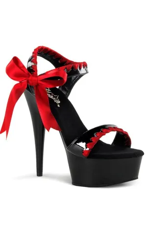 DELIGHT-615 Black Patent & Red Platform Heels