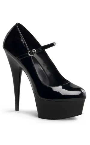 DELIGHT-687 Black Patent Platform Heels