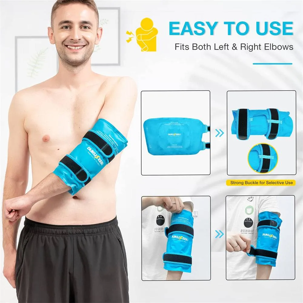 DUKUSEEK Elbow Brace - Reusable Gel Pack for Elbow Hot & Cold Therapy - for Tennis Elbow, Golfers, Tendonitis, Arthritis and Sports Injury