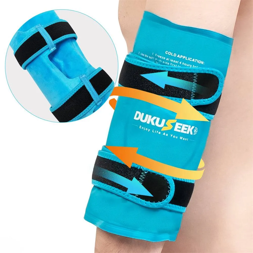 DUKUSEEK Elbow Brace - Reusable Gel Pack for Elbow Hot & Cold Therapy - for Tennis Elbow, Golfers, Tendonitis, Arthritis and Sports Injury